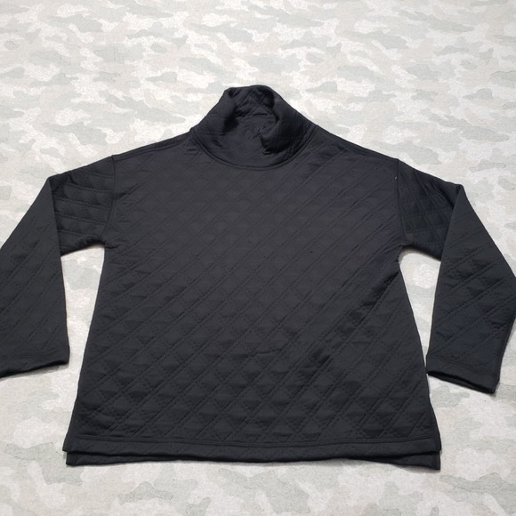 Eddie Sweatshirt Womens Medium Black Pullover Long Sleeve Diamond Quilted - Picture 1 of 10